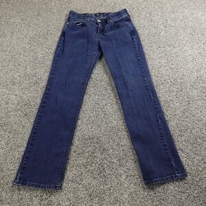 Levis Jeans Womens 8 Dark Blue Denim Pants Straight Flap Pocket Flex Stretch Y2K